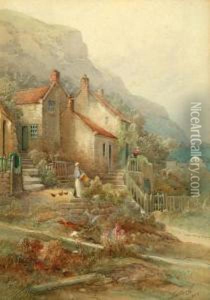 Cottage At Runswick Bay Oil Painting - Frederick William Booty