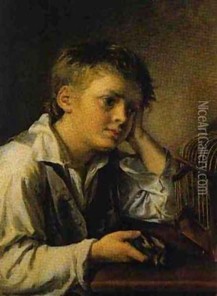 Boy With A Dead Goldfinch 1829 Oil Painting - Vasili Andreevich Tropinin