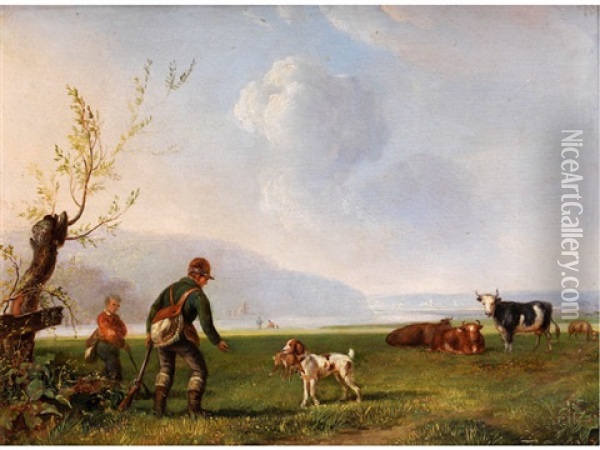 Jager Mit Jagdhund Und Beute Oil Painting - Pieter Frederick Van Os