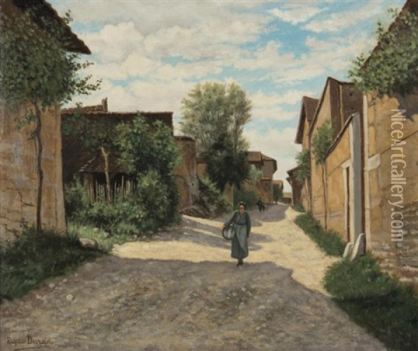 Rue De Village Dans Le Sud De La France Oil Painting - Eugene Duran