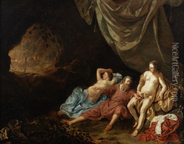 Lot And His Daughters Oil Painting - Jakob van Loo