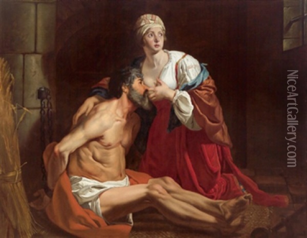 Cimon Und Pero Oder Caritas Romana Oil Painting - Caspar de Crayer