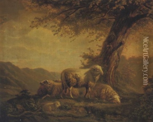 Moutons Sur Fond De Paysage Oil Painting - Balthasar Paul Ommeganck