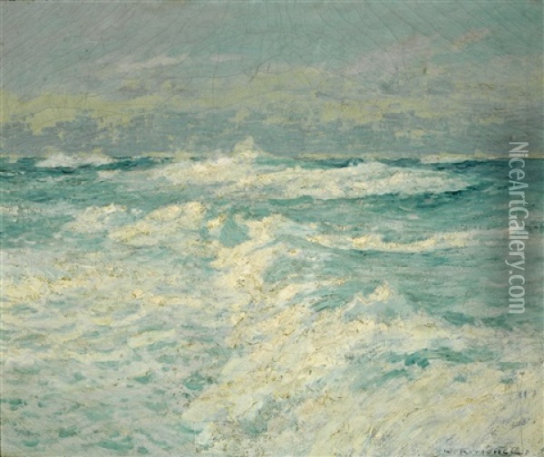 Waves Breaking In The Sunlight Oil Painting - William Ritschel