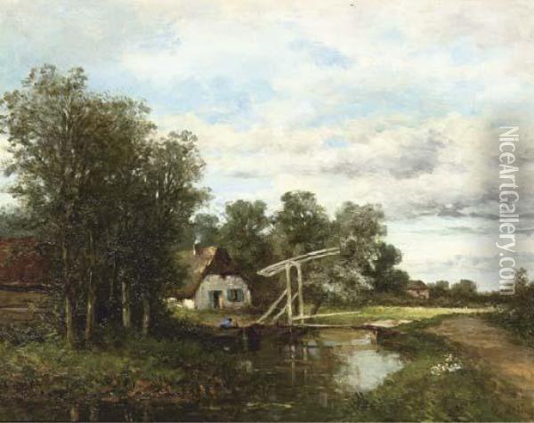 The Little Draw-bridge Oil Painting - Sebastiaan Mattheus De Ranitz