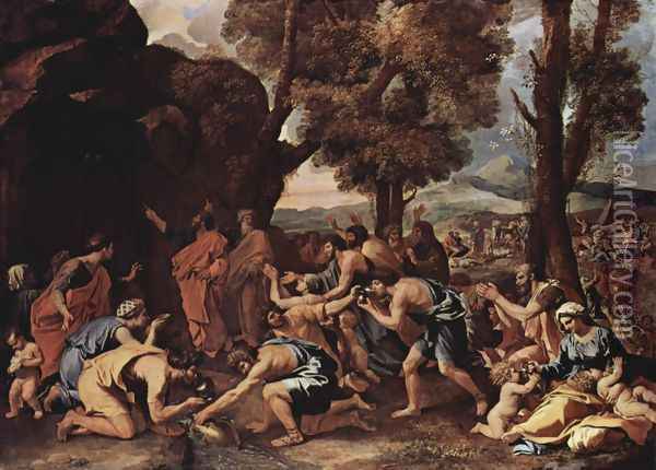 Moses proposes water from the rocks 2 Oil Painting - Nicolas Poussin