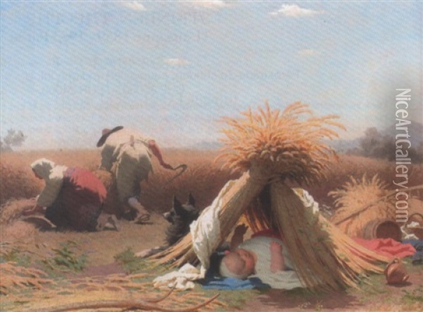 Italienische Bauern Auf Dem Feld Oil Painting - Alfred van (Jacques) Muyden