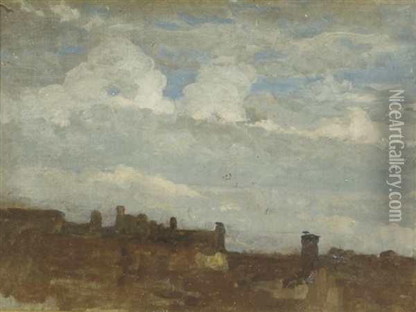 Paesaggio Con Nuvole Oil Painting - Giovanni Battista Quadrone