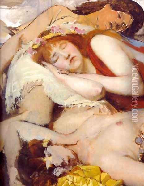 Exhausted Maenides after the Dance Oil Painting - Sir Lawrence Alma-Tadema