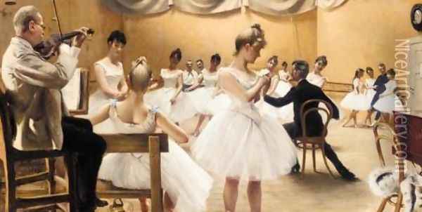 Time at Kgl. Teaters ballet school Oil Painting - Paul-Gustave Fischer