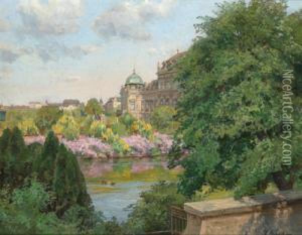 Blick In Den Belvederegarten Oil Painting - Therese Schachner
