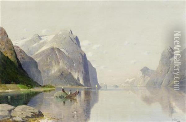 Fjord Landscape. Oil Painting - Fritz Chwala