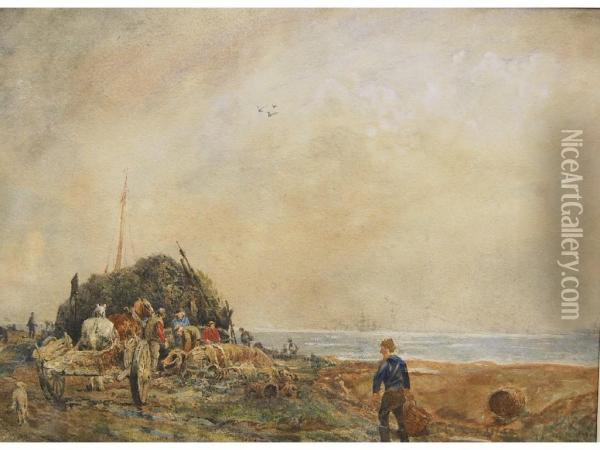 The Seaweed Hut,netley Shore Oil Painting - William Sidney Goodwin