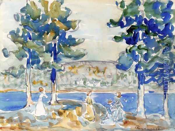 Lake New Hampshire Oil Painting - Maurice Brazil Prendergast