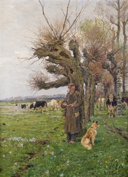 On The Meadow Oil Painting - Hugo Muehlig