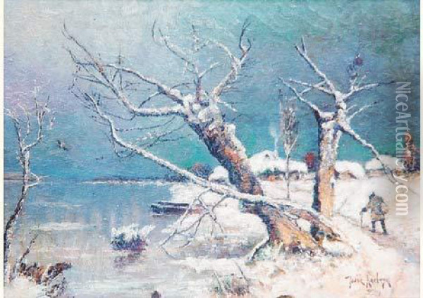 Paysage D'hiver Oil Painting - Iulii Iul'evich (Julius) Klever