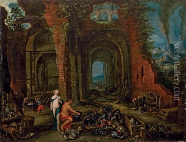 Venus Dans La Forge De Vulcain Oil Painting - Jan The Elder Brueghel