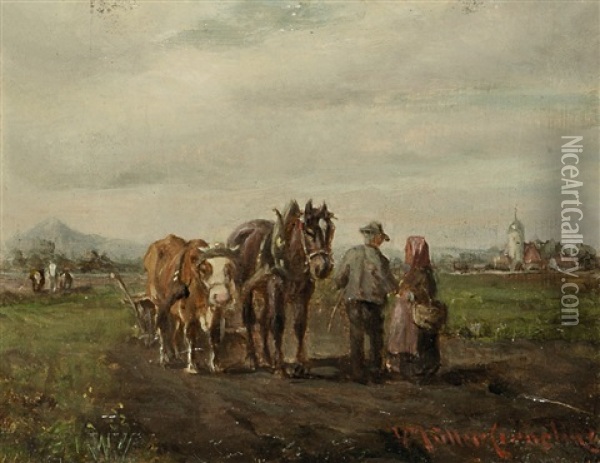 Unterhaltung Auf Der Landstrase Oil Painting - Ludwig Mueller-Cornelius