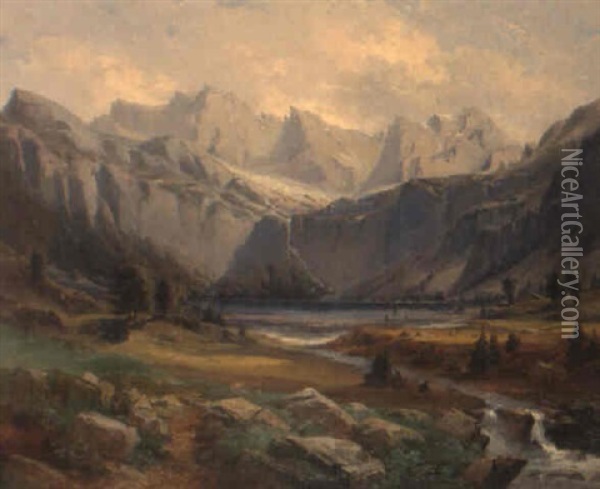 Oeschinensee Oil Painting - Thomas Ender