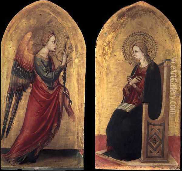 The Angel and the Virgin of Annunciation 1433-34 Oil Painting - Bicci Di Lorenzo