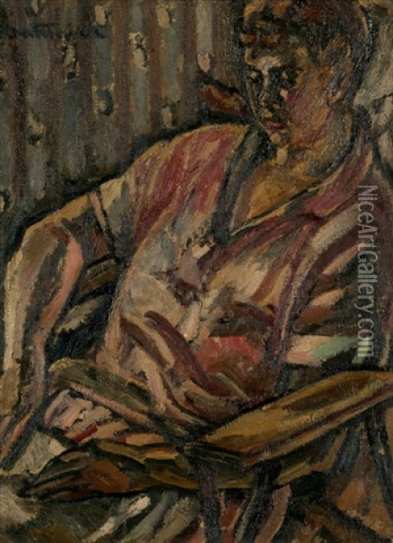 Berthe Loutreuil In The Chair Oil Painting - Maurice Albert Loutreuil