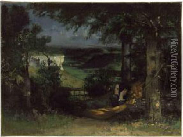 Marise Wey Dans Un Hamac Oil Painting - Gustave Courbet