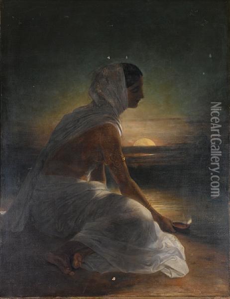 Portrait Of An Indian Lady Oil Painting - William Daniell RA