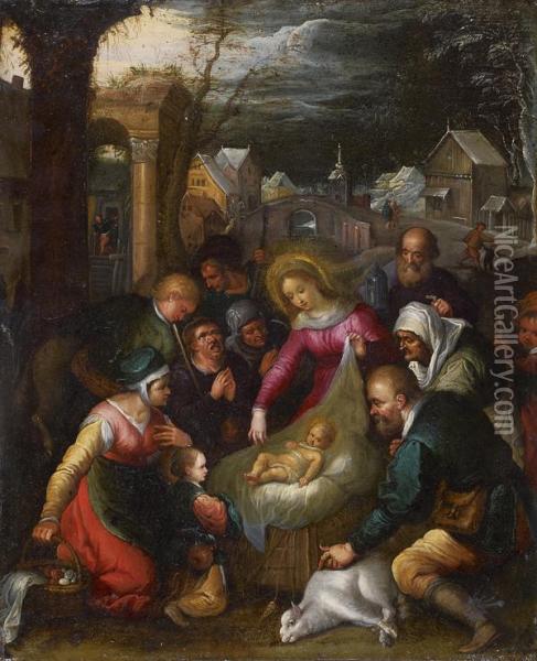 La Nativite Oil Painting - Cornelis de Baellieur