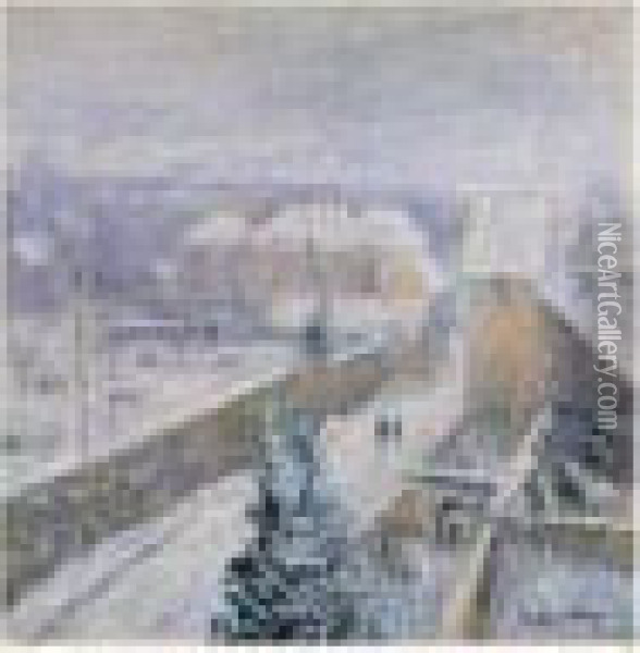 Triel Sous La Neige Oil Painting - Gustave Loiseau