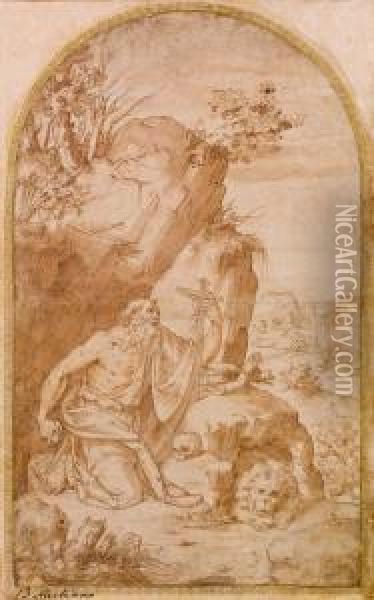 San Girolamo Nel Deserto Oil Painting - Girolamo Muziano