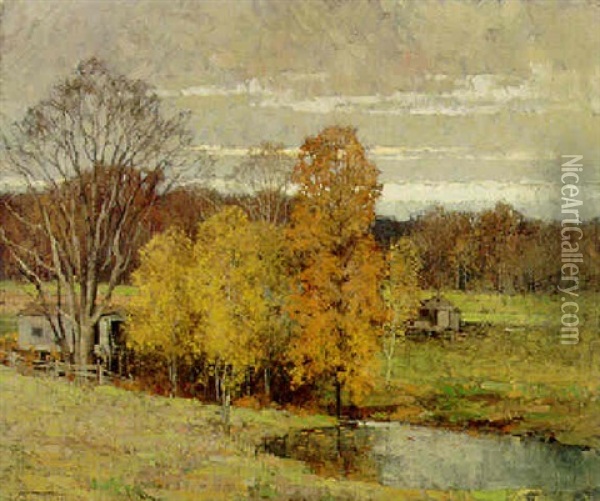 Autumn, Ipswich Oil Painting - Frederick J. Mulhaupt