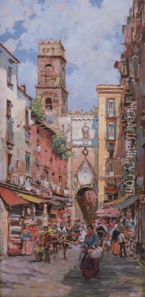 Mercato Di Sant'eligio Oil Painting - Carlo Brancaccio