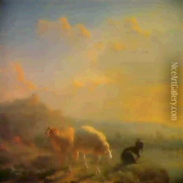 Schafruppe In Landschaft Oil Painting - Balthasar Paul Ommeganck