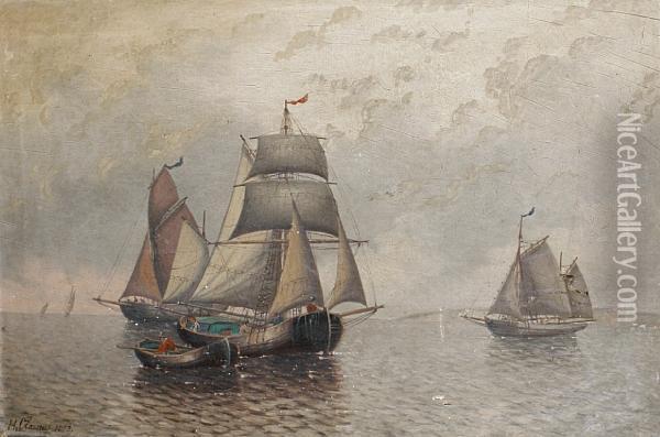 Fishing Vessels Off The Dover Coast Oil Painting - H. Classens