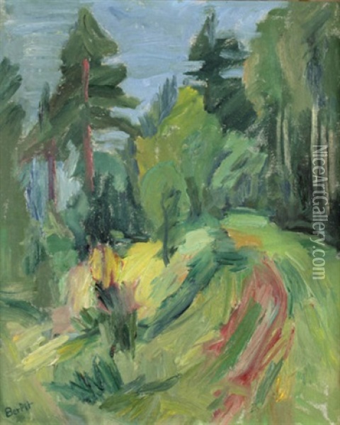 Waldweg (+ Another (sketch), Verso) Oil Painting - Rudiger Berlit