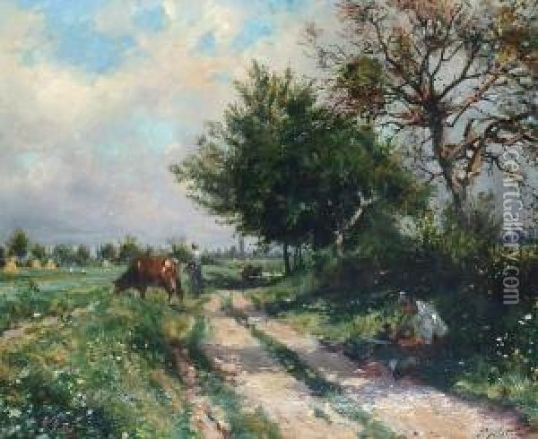 Spring In The Countryside Oil Painting - Paul Mathey