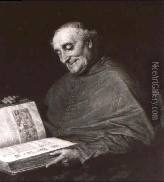 Lesender Kardinal Oil Painting - Eduard von Gruetzner