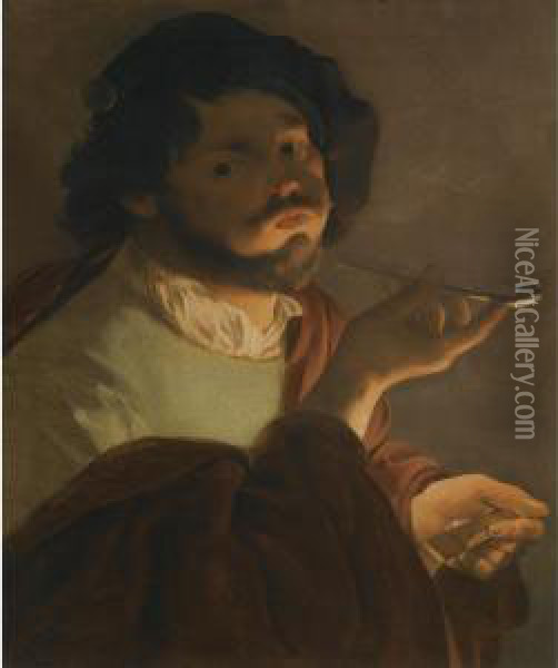 A Bravo Smoking Oil Painting - Hendrick Terbrugghen