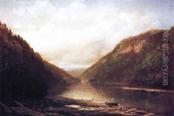 Fishing on the Conemaugh Oil Painting - George Hetzel