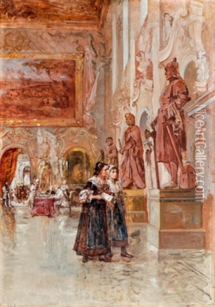 Audiencia Oil Painting - Lajos Bruck