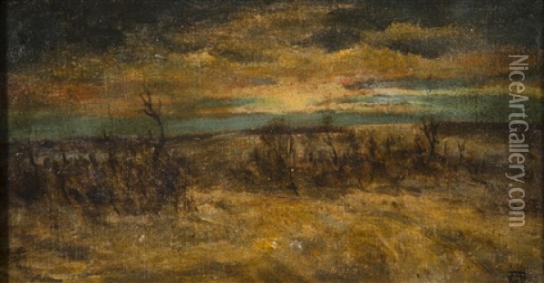 Landscape At Sunset Oil Painting - Anton Waldhauser