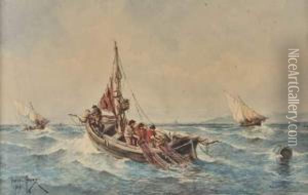 Barques En Mer Oil Painting - Emile Henry