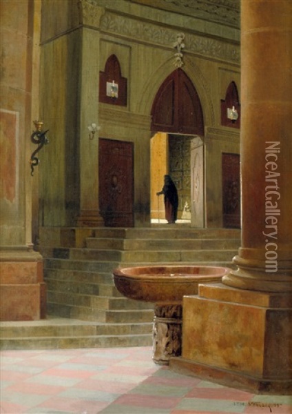 Blick In Eine Venezianische Kirche Oil Painting - Josef Theodor Hansen