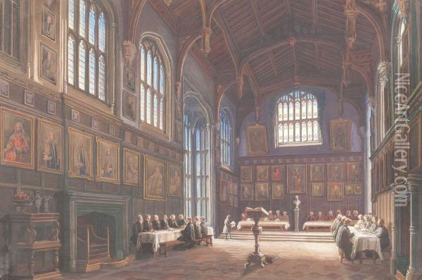 Oxford (hall Of Christ-church) Oil Painting - Carl Ludwig Rundt
