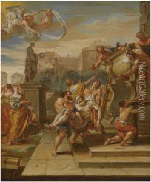 The Entombment Of Saint Andrew Oil Painting - Joseph-Marie Vien