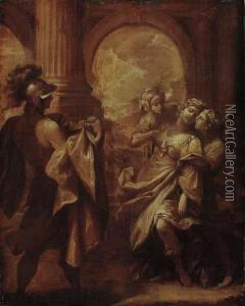 Cornelia Receiving The News Of Pompey's Defeat Oil Painting - Lorenzo Pasinelli