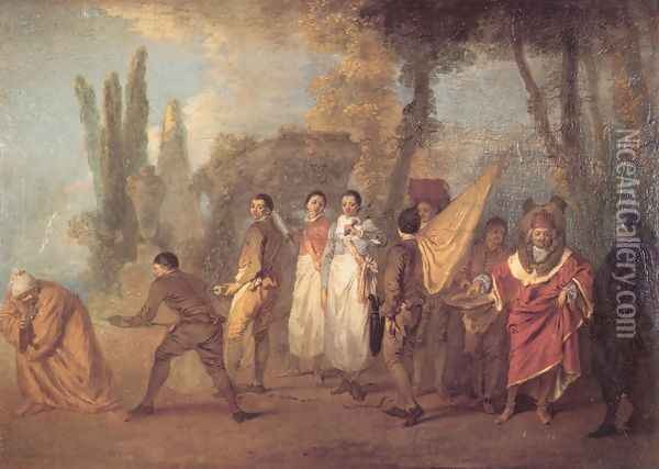 Qu'ay-je fait, assassins maudits (Whatever I build, assassins destroy) Oil Painting - Jean-Antoine Watteau