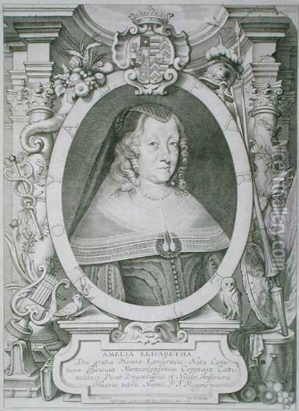 Amalie Elisabeth of Hanau Muntzenberg 1602-51 Oil Painting - Anselmus van Hulle