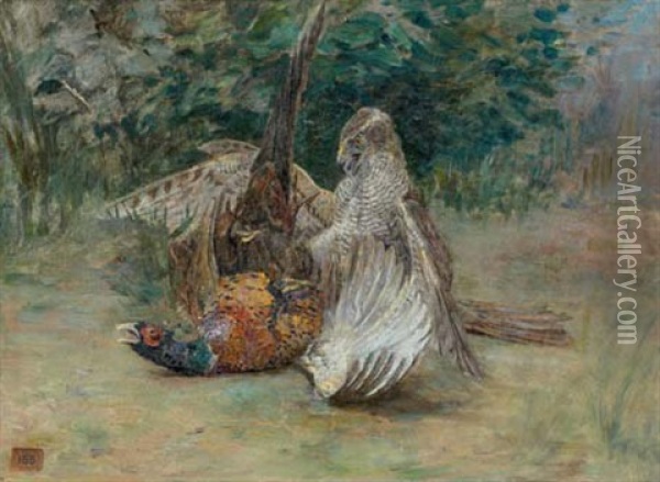 Rapace Capturant Un Faisan Oil Painting - Edouard Paul Merite