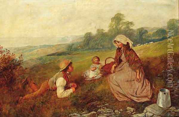 A seaside Picnic Oil Painting - Alfred H. Green